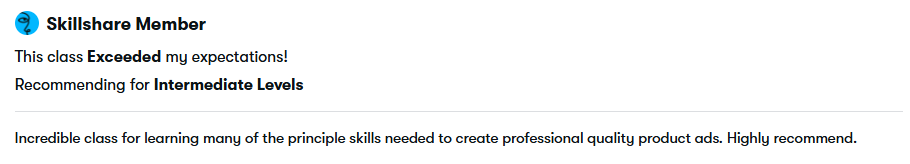 Skillshare review screenshot